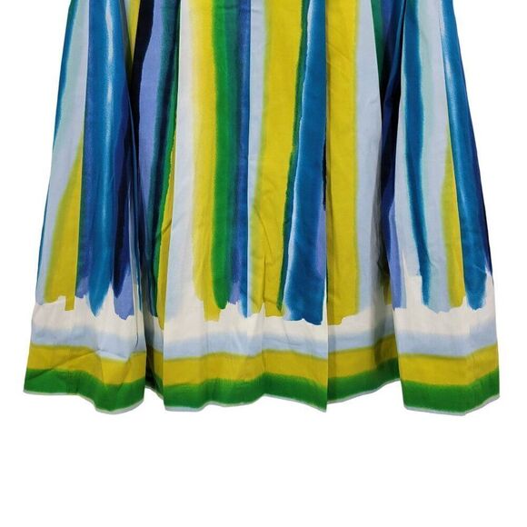 Handmade Skirt M Colorful Striped Pleated Aline Full Tea Length Pockets Vibrant - Picture 6 of 10